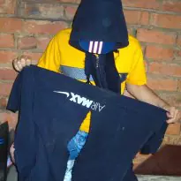 Nike Air Max hoodie and Warrior jeans shredded